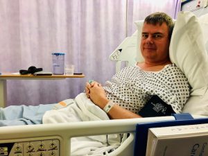 Stephen in hospital after his 2nd hip replacement
